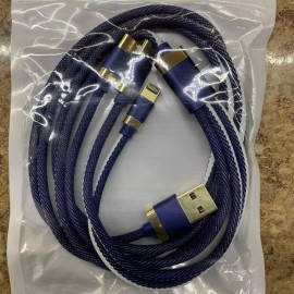 Unbranded 3 in 1 USB Micro Type C Fast Charging Cable Cell Phone Tablet Tab Cord Charger - Blue