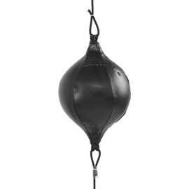 Tonsa Double Ended Punch Bag, Double End PU Leather Ball Hanging Boxing Speed Ball with 2 Ring Clasps and Fully Elastic Cords for Reaction, Agility, Punch Speed (Black)
