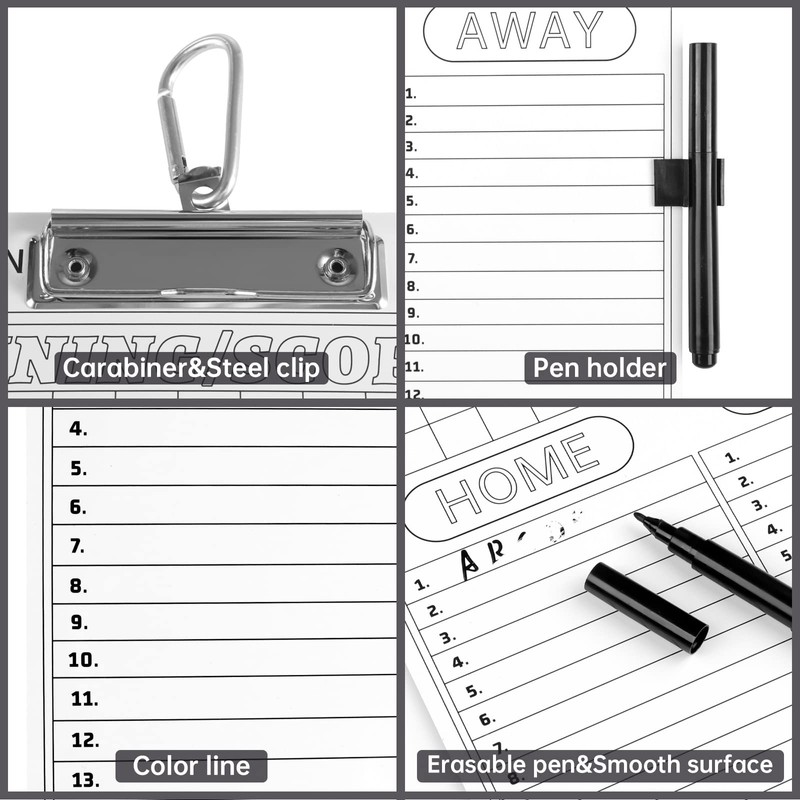HIGHRAZON Baseball Coaches Clipboard, White Double-Sided Dry Erase Coach Clipboard,
