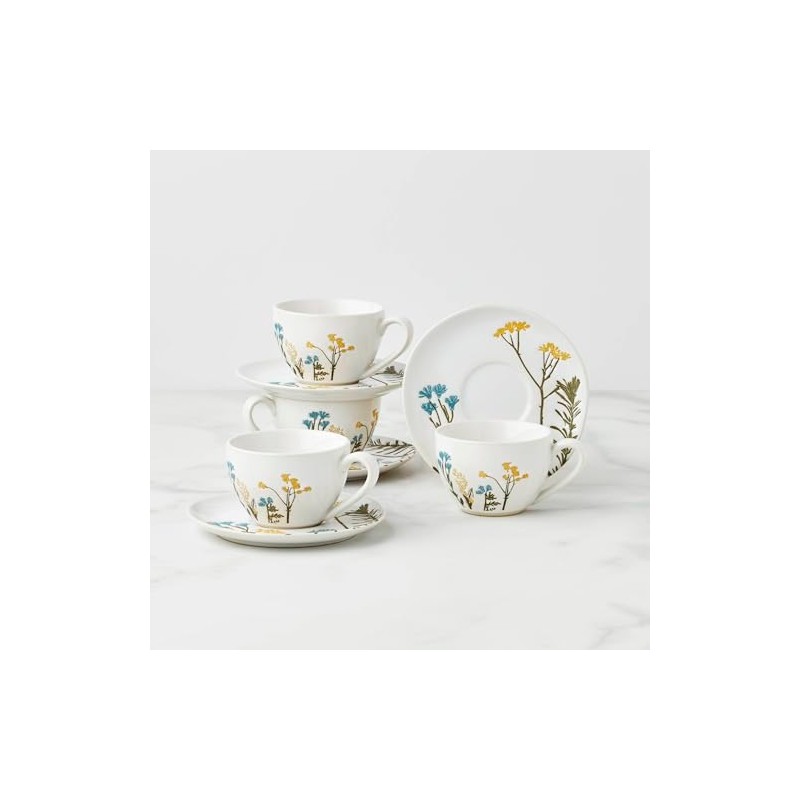 Lenox 896612 Wildflowers 8-Piece Espresso Cups & Saucers Set