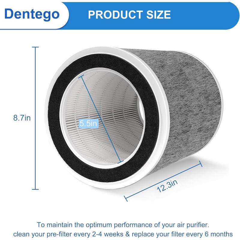 Dentego 2 Pack HP302 HP201 Filter Replacement Compatible with Shark