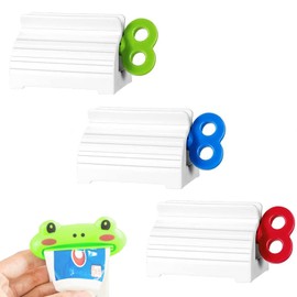 WENRENMK 4 Pieces Toothpaste Squeezer Rotating Toothpaste Holder Manual Toothpaste Squeezer for Toothpaste Cosmetics, Dyes and More (Includes 1 Cartoon Toothpaste Squeezer)