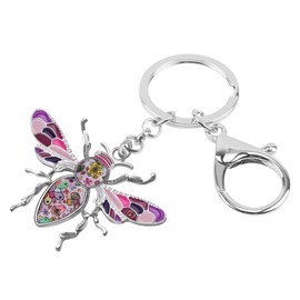 Emaille-Legierung niedlichen Honig Biene Schlüsselanhänger Mode Schmuck Insekt Charme Geschenk für Frauen Mädchen Tasche Brieftasche (Violett)