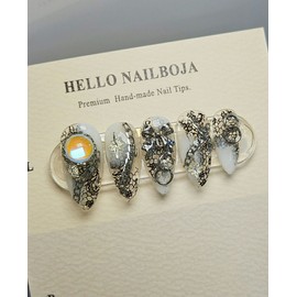 hello. Lace iron taste [handmade nail tip] - xxs coffin / hello.레이스쇠맛[수제네일팁] - xxs코핀