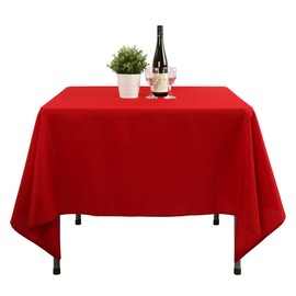 Waysle Square Tablecloth - 85 x 85 Inch - Red Table Cloth for Square or Round Tables in Washable Polyester - Great for Wedding | Restaurant | Party | Banquet Decoration
