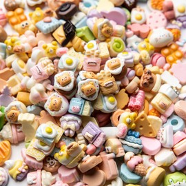 LEEXINLUU-30 PCS Mini Slime Charms Set - Food-Themed Squishy Charms for Slime,Resin Charms(5 Fixed Designs + Random Colors) -Multipurpose DIY Decoration