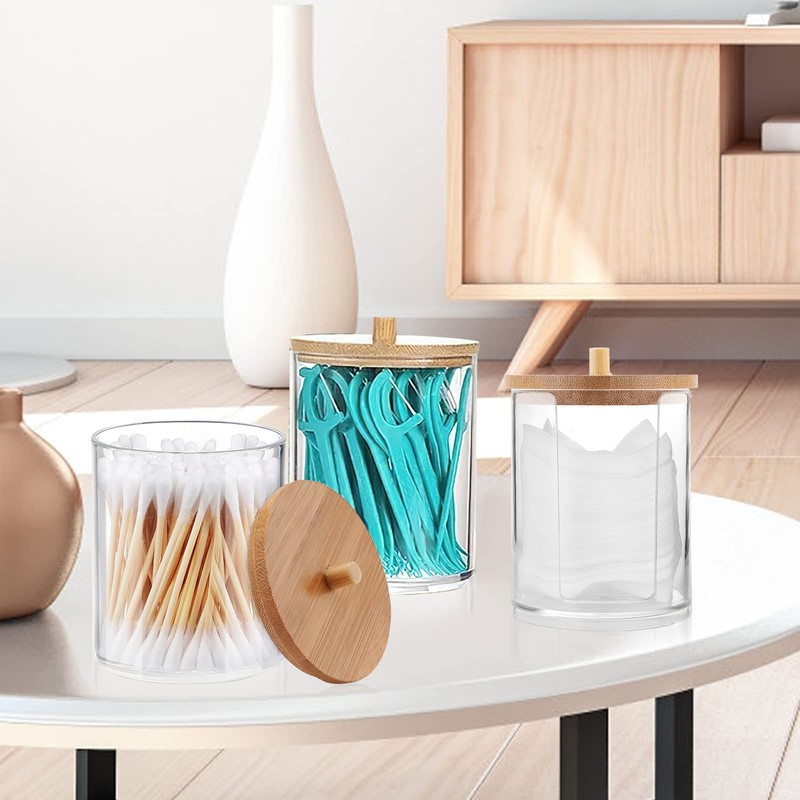 HENGBIRD Pack of 3 Cotton Buds Cotton Pads Storage Container