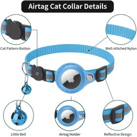 Cat AirTag Collar - Reflective Adjustable Cat Collar with AirTag Holder and Bell, GPS Cat Collar (Orange)