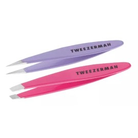 PinzaMan 핀저만 미니 슬랜트 및 포인트 팁 핀저 - 눈썹용 핀셋 세트 여행용 얼굴 털용 Finger Mini Slant and Point Tip Tweezers - Eyebrow Tweezers Set for Travel Facial Hair