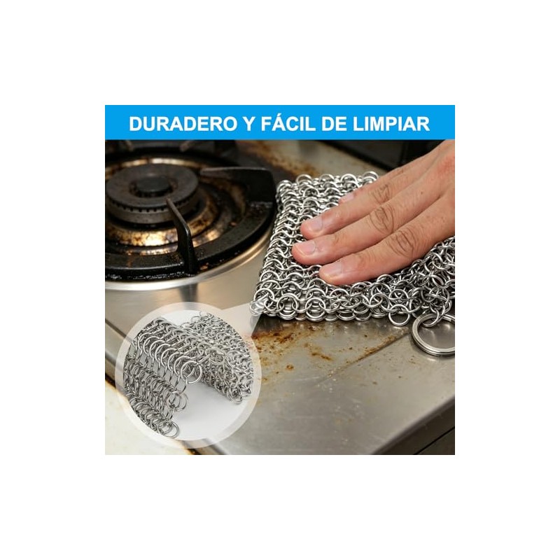HETIE Esponja de Malla Acero Inoxidable, Limpiador Multipropósito Antióxido