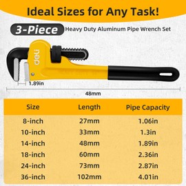 deli Pipe Wrench 36-inch, Heavy Duty Straight Adjustable Wrench, Professional Plumbing wrench tools, for Pipe, Home, Vehicle repair