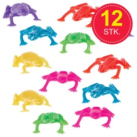Baker Ross FN150 Stretchy Frogs - Pack of 12 Rubber Toys, Jelly Toys for Kids, Party Bag Fillers