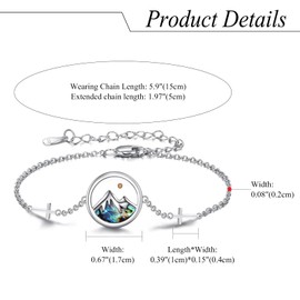 Flongo Christian Senfkorn Armband für Damen: Berg Abalone Muschel Armreif bunt Edelstahl Religion Armkette inspirierende christliche Armspange Geschenke für Frauen