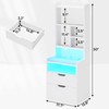 BTHFST Tall Nightstand with Charging Station and LED Lights, White