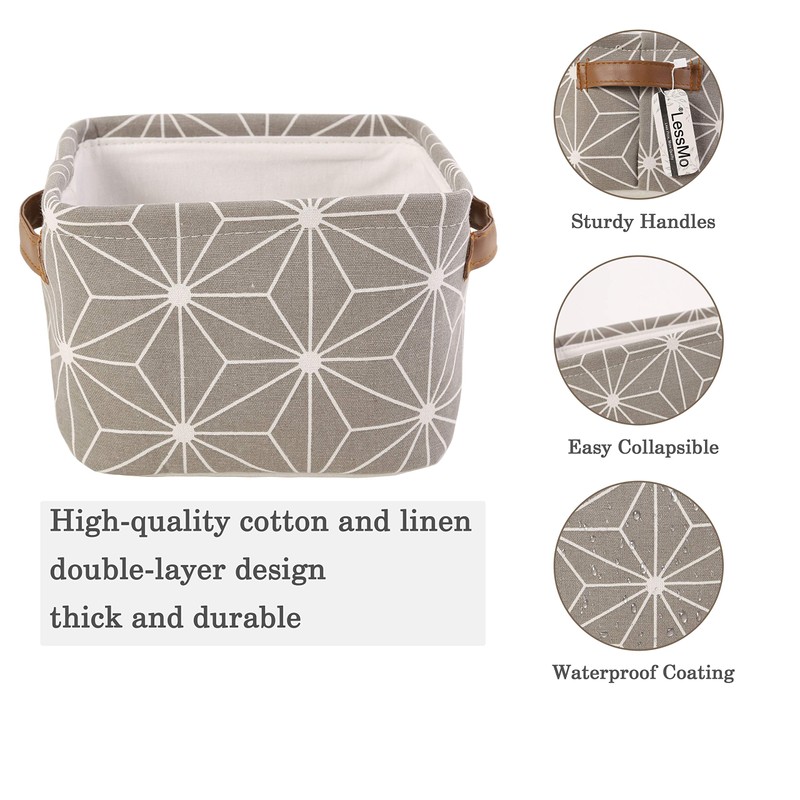 LessMo 4 Pack Storage Baskets, Collapsible Mini Storage Boxes, Canvas