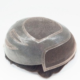 Toupee for Men Swiss lace Front Hair System for Men Fine Mono Mens toupee Hairpieces Natural Hairline Human Hair Replacement System 8"x10"Hand Tied Men Wigs (1B# Natural Black)