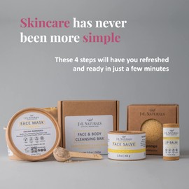 J&L Naturals Simple Skin Regimen Kit With Cleansing Bar, Face Salve, Konjac Sponge, Lip Balm | For Oily, Dry, Mature, and Combination Skin | Zero Waste (Timeless (mature skin), Exceptional)