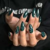 Emerald Green Stiletto Fake Nails, Glossy Finish, 24 pcs for