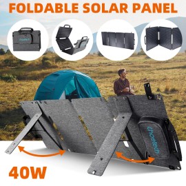 KEPEAK Foldable 40W Portable Solar Panel Charger Waterproof w/ Kickstand for RV Camping
