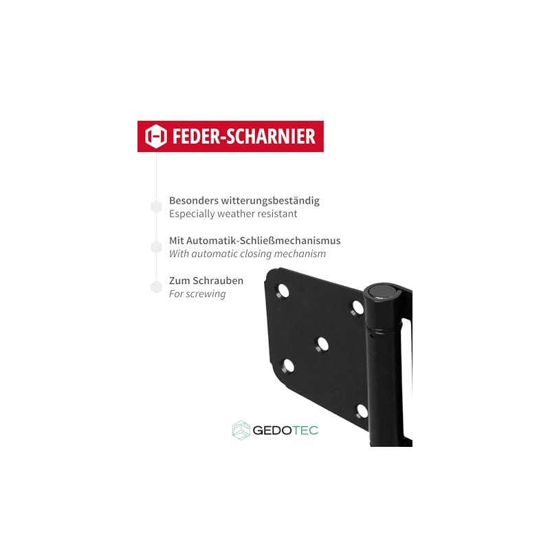 Gedotec Self-closing hinges for screwing on, 1 piece, black door