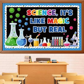 Science Bulletin Board Decorations Set, Chemistry Lab Apparatus Classroom Decoration Scientist Laboratory Cutouts Back to School Library Wall Door Decor for Teacher(Science, It's Like Magic But Real)