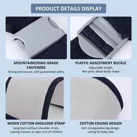 Adjustable Baby Carrier Wrap,Portable Breathable Baby Sling,Soft Baby Sling Carrier,Toddler Carrier,Anti-Slip Toddler Sling with Adjustable Shoulder Straps for 0-36 Months Baby,Grey