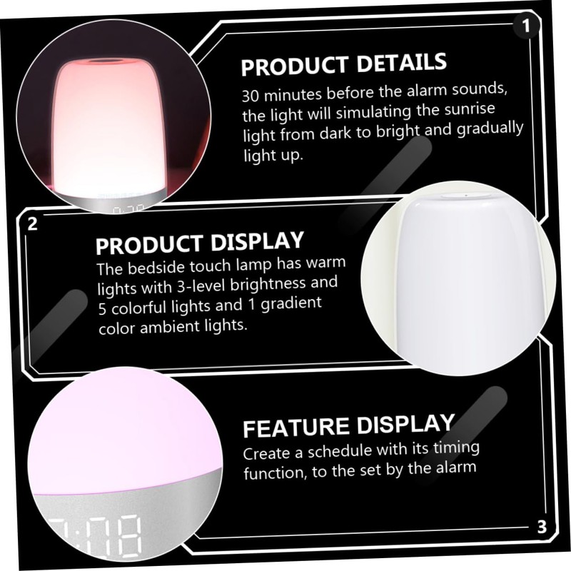 Alipis Timed Led Alarm Clock Light Wake up Night Lamp