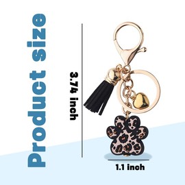 Cat Paw Print Keychain Charm for Women Tassel Bag Car Keys Keychain Animal Leopard Print Keychain Accessories for Backpack Purse Key Chain Charms for Girls Women Kawaii Charm Keychain for Bags Purse