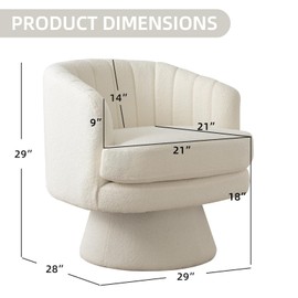 CANMOV Swivel Accent Chair with Armrest, Modern 360 Degree Swivel Barrel Chair with Curve Back and Soft Cushion,Comfy Round Sherpa Teddy Armchair Single Sofa for Living Room,Bedroom,Waiting Room,Beige