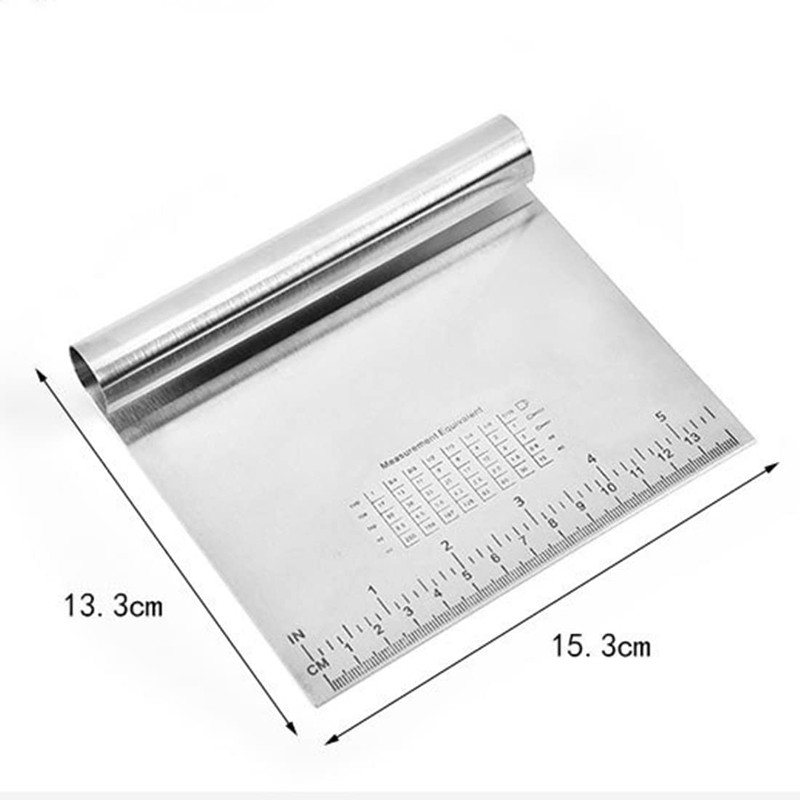 2Pcs Dough Scraper Stainless Steel Scale Pastry Cutter Dough Scraper