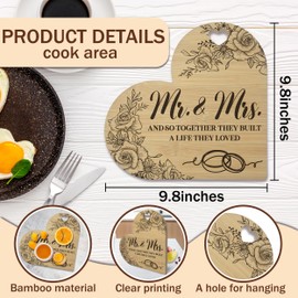 Heart Shaped Table Chopping Board, 9.8x9.8 Inch Mr and Mrs Wedding Gifts Board, Best Marriage Gift for New Couple, Unique Anniversary Present Ideas Kitchen Decoration-A12