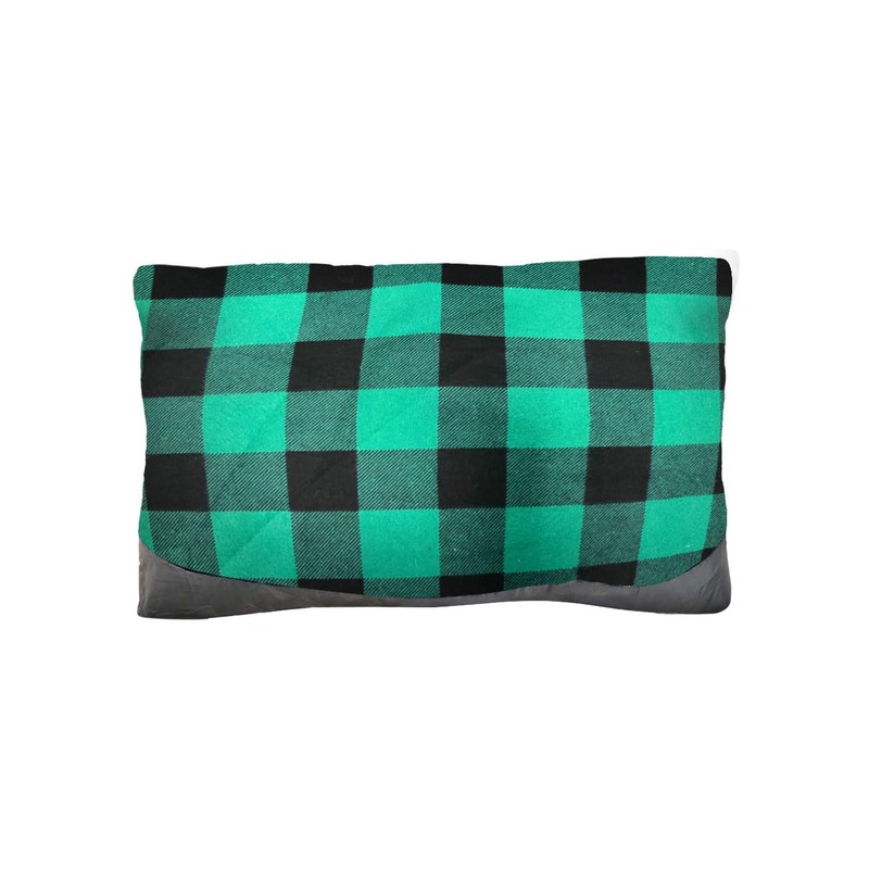 outdoorer Camping Pillow, Green Check, Lightweight, Small Pack Sack, Travel