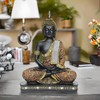 Global Grabbers Sitting Buddha Idol Statue Showpiece Orange and Black