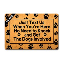CLZ Just Text Us When You're Here No Need to Knock and Get The Dogs Involved Funny Welcome Doormat Indoor(Just Text Us When You're Here No Need to Knock and Get The Dogs Involved)