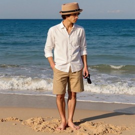 HEYANN Pork Pie Straw Hat, Men's Pork Pie Fedora Hats 58 cm Summer Hat for Men & Women, Bowler Flat Top Sun Protection Classic Hat, Khaki-02, Unit size