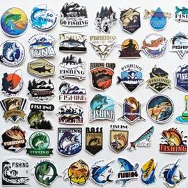 Generic Funny Fly Fishing Sticker for Boats Fish Hook Walleye Bass Trout Fishing Rod Decals Fishing Tackle Box Stickers