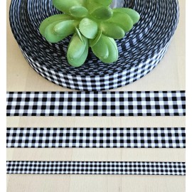 Unbranded 3/8, 5/8 & 7/8" (1 YD) Buffalo Plaid Grosgrain Ribbon Black &White Print - 5/8"