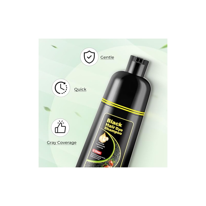 KAISASA Champú para teñir el cabello negro 3 en 1