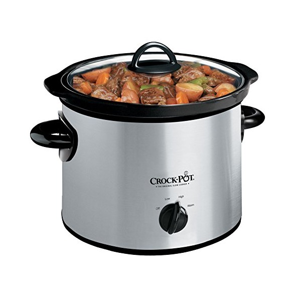 Crock-Pot 3-Quart Round Manual Slow Cooker, Stainless Steel and Black - SCR300-SS