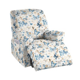 CRFATOP Printed Recliner Slipcover Stretch Reclining Chair Covers 4 Pieces Non Slip Recliner Sofa Slipcovers with Pocket Fitted Sofa Couch Cover Lazy Boy Chair Cover for Pet Kid Living Room,38