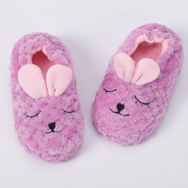 Enteer Toddler Girls' Premium Soft Plush Bunny Slippers Purple US 5-6