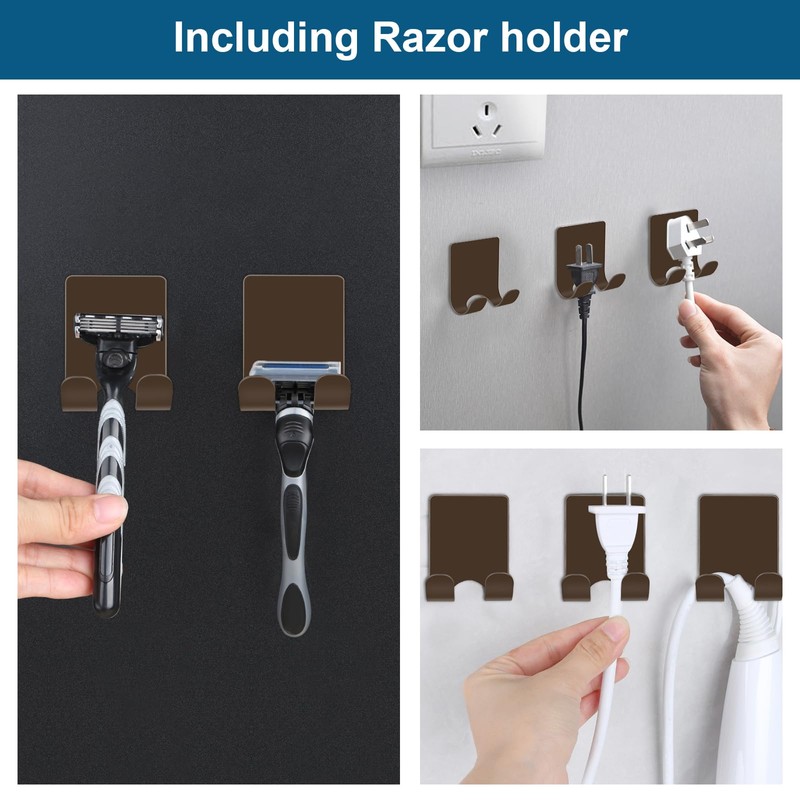 Diesisa Razor Holder for Shower + Adhesive Wall Hooks, Premium