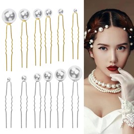 Favengo Pack of 36 Hair Pins Beads Wedding Hair Clips Gold Pearl Hair Pins Bridal Pearls U-shaped Hair Pins with Pearls Hair Pins Hair Accessories for Bridal Hairstyle and Bridesmaid Hairstyle