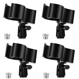 BILIONE 4 Pcs Versatile Mic Clip, Adjustable Microphone Holder Clip for Microphones with Outer Diameter Between 32mm and 60mm, with 5/8" to 3/8" Screw Adapter