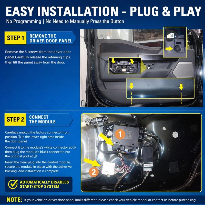 KINETRAX Auto Start/Stop Eliminator Compatible with Ford F-150 2022-2026, Driver