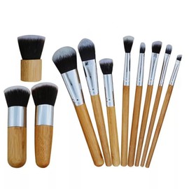 Brochas de Maquillaje Profesionales con de bambú, Bolsa de Almacenamiento Portátil para Viajes, Ideal para Mujeres, Material Duradero