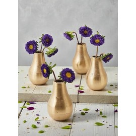 Serene Spaces Living - Juego de 4 jarrones Florales Dorados con Forma de Pera, Elegantes jarrones para centros de Mesa en Bodas, mesas de Fiesta, Comedor o Mesa de Centro, Acción de Gracias