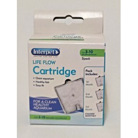 Interpet Life Flow Cartridge Internal Filter - for 3-10 Gallon Aquarium - 3 pack - 2 Pack