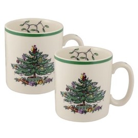 SPODE Christmas Tree Collection Mugs x2