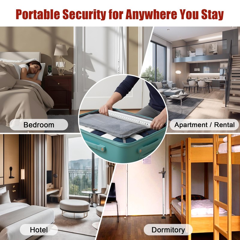 2 Pack Door Security Bar – Anti-Slip 600LB Heavy Duty